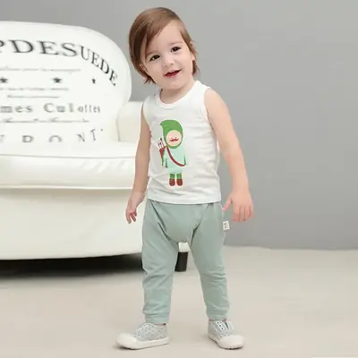 Cotton Knitted Cuckoo Hat Vest for Boys Girls White