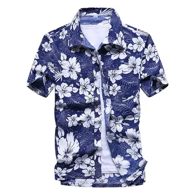 Summer Men Printed Large Size Short Sleeve Shirt
