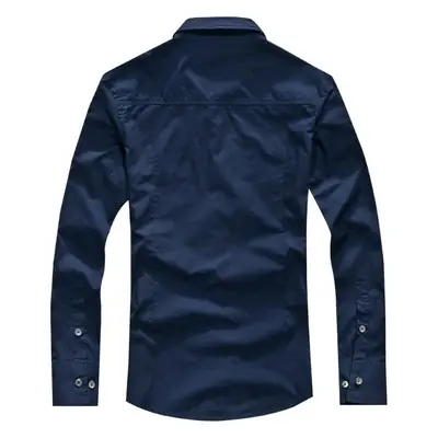 2019 Slim Fit Long Sleeve Men Shirt Black MA1 Large