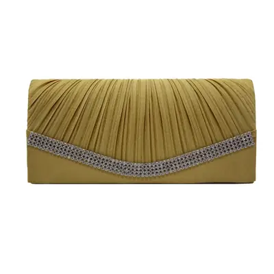 Black Satin Handheld Dinner Bag with Diamond Trim
