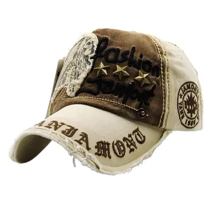European American Fashion Hat Letter Patch Stud Stud Casual Baseball Cap Old Outdoor Cap Men's and Women's Cotton