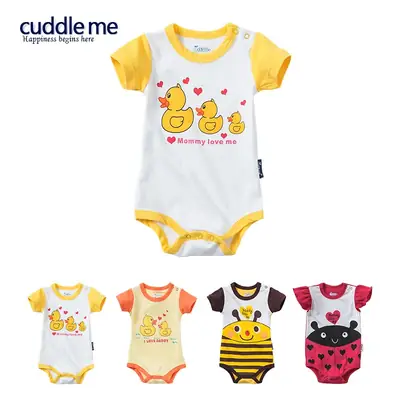 Cute Baby Shorts Set Cotton Yellow White Cartoon Duck