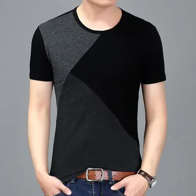 Korean Slim Fit Cotton T-Shirt Black 6015