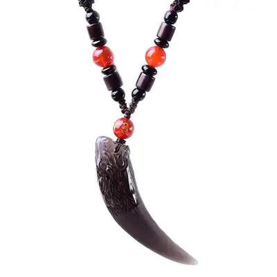 Wolf Tooth Necklace Set for Men Women Crystal & Ice