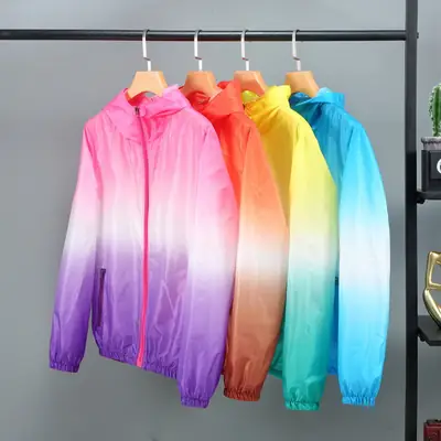 Gradient Blue Hooded Jacket for Men Women