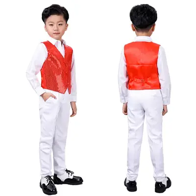 Girls Boys Sequin Hip Hop Vest for Dance Performance