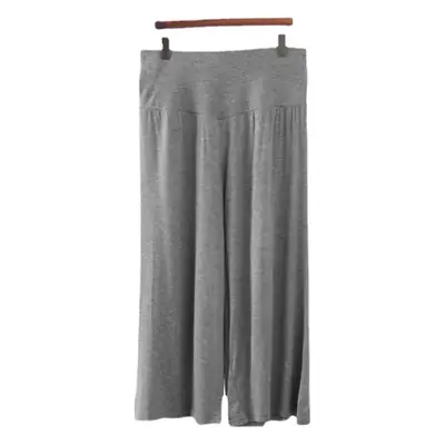 Grey Modal Cotton Cropped Wide Leg Pants Large