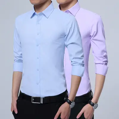 Men's Light Purple Long Sleeve Button Shirt 2025