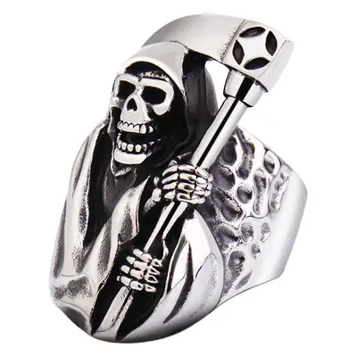 Retro Skull Men's Ring Titanium Steel Silver