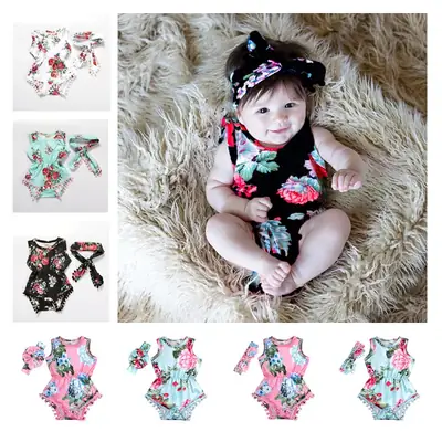 Baby Floral Jumpsuit Romper Set White Red Roses