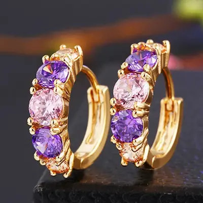 18K Gold Zircon Tooth Earrings for Women