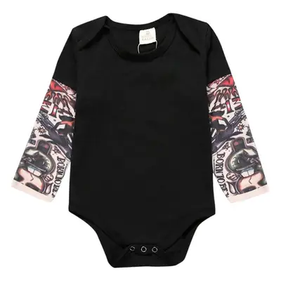 Black Cotton Triangle Romper with Tattoo Pads for Kids