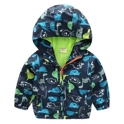 Children's Cartoon Hooded Jacket Blue Green Spring Top