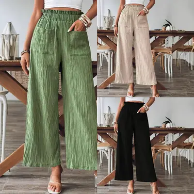 Green Wide Leg Pants for Women Casual Summer