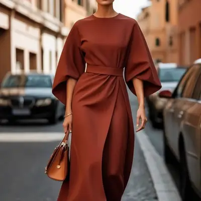 Purple Belted Women's Dress for Casual Wear