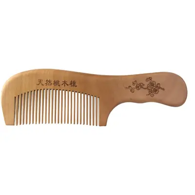 Peach Wood Hair Comb with Electrostatic Engraving