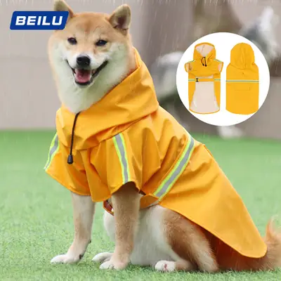 Cross-Border Pet Raincoat with Hood, Large Dog Rain Poncho, Dog Raincoat, Waterproof Reflective Dog Raincoat, Large Dog Cape Raincoat