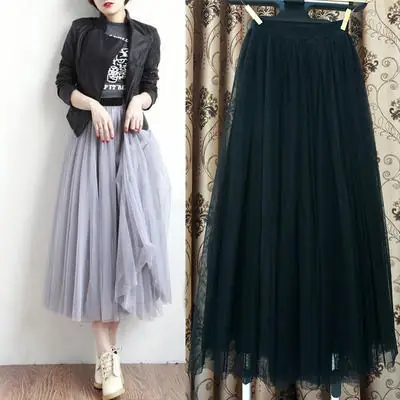 White Three-Layer Mesh Skirt Large Hem