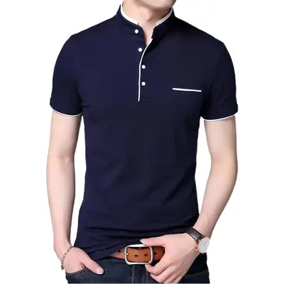 Men's Mint Polo T-Shirt Short Sleeve Stand Collar