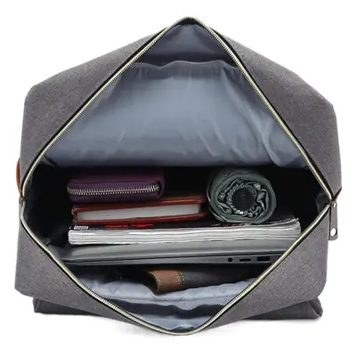 Men Blue Canvas College Backpack with Leather Details