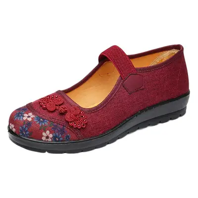 Women's Embroidered Flat Shoes Spring Fall Non-Slip Soft Sole