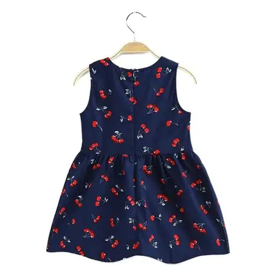 2024 Summer Girls Sleeveless Navy Heart Dress
