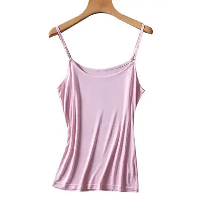 Pink Silk Thin Sling Base Vest for Women