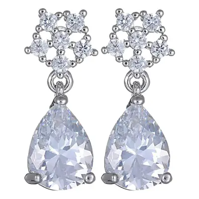 Japanese Korean Style Synthetic Ruby Earrings with Zircon Drop
