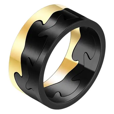 9mm Two-Color Crack Stainless Steel Ring for Men