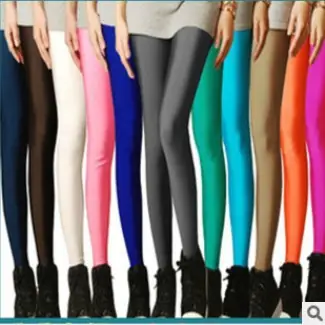 Women Candy Color Stretch Cropped Leggings Large