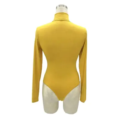 Red Long Sleeve Bodysuit with High Collar for Women