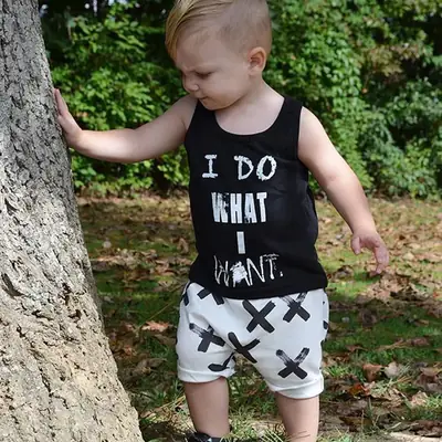 2-Piece Sleeveless Boys & Girls Suit Black White