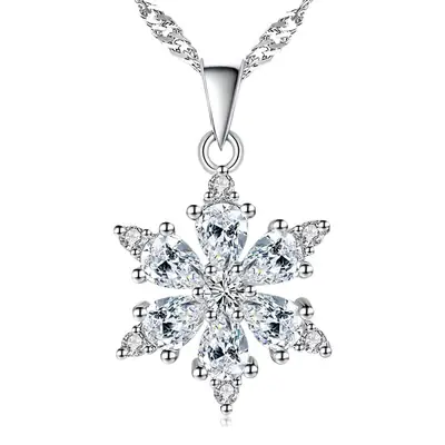 Lucky Snowflake Silver Plated Pendant Necklace