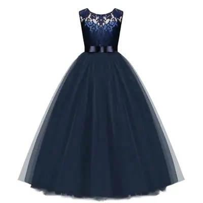 White Lace Tulle Skirted Wedding Dress for Girls Large