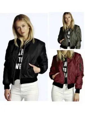 Women Bomber Jacket Black White Print Slim Fit