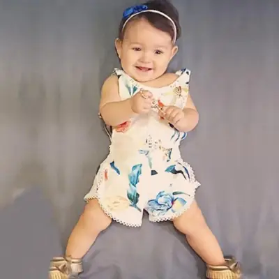 2025 Baby Printed Sleeveless Jumpsuit White Blue Dolphin