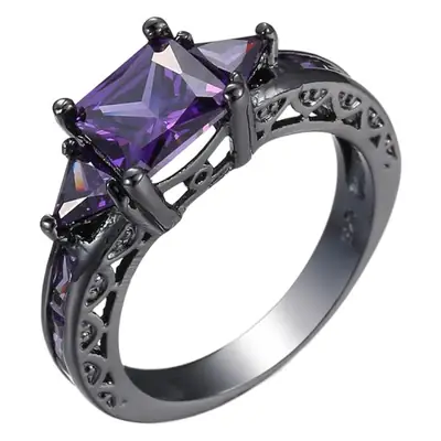 Black Gold Zircon Ring for Women European American Fashion Jewelry