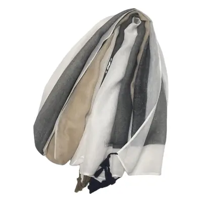 Blue Cotton Long Tassel Scarf for Women