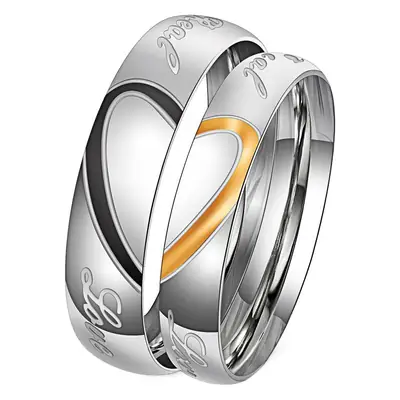 Korean Titanium Steel Love Rings Black Gold