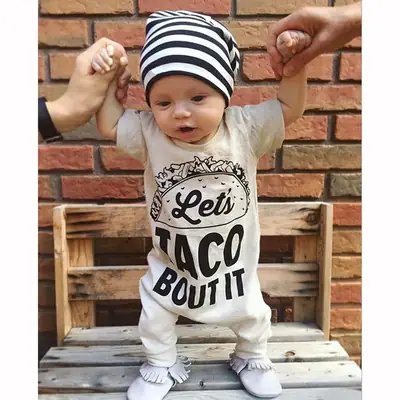 Baby Taco Print Cotton One-Piece Shorts