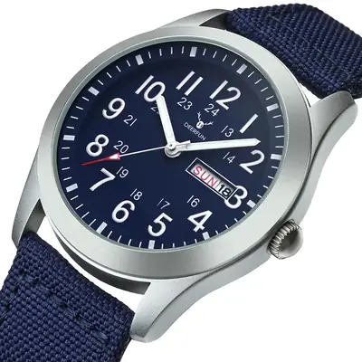 Men's Military Style Waterproof Watch with Date Display