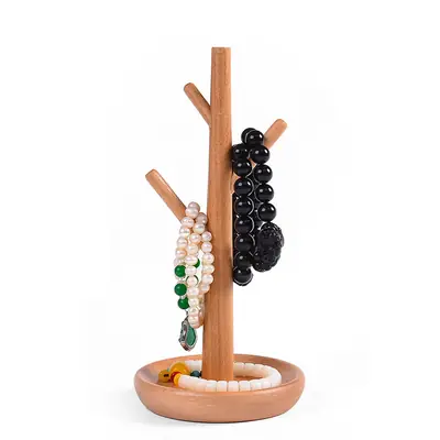Solid Wood Jewelry Display Rack with Branch Design