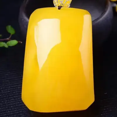 Yellow Full Honey Beeswax Pendant Necklace for Men Women