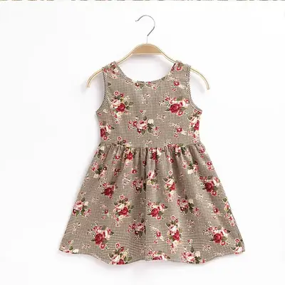 Girls Floral Vests with Bow Small Medium Summer Dress