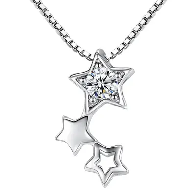 Silver Plated Star Necklace for Women Sparkling Pendant