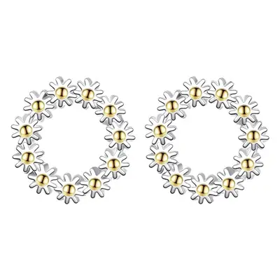 Women's Pastoral Flower Earrings Gold Plated Crystal Set