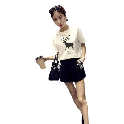 Women Loose Deer Print T-Shirt Summer 2025
