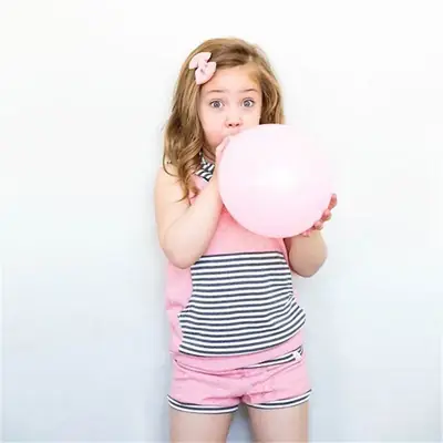Pink Striped Hooded Top & Shorts Set for Girls