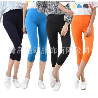 Women Blue Graphic Leggings Capri Pants Large