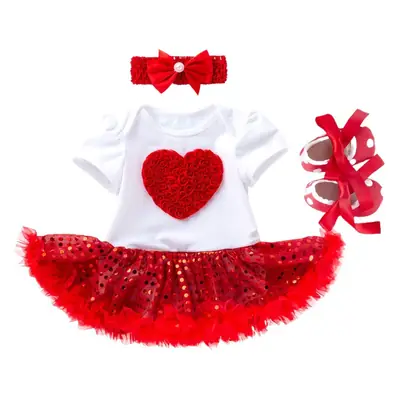 Red Sequined Baby Dress Set for Girls
